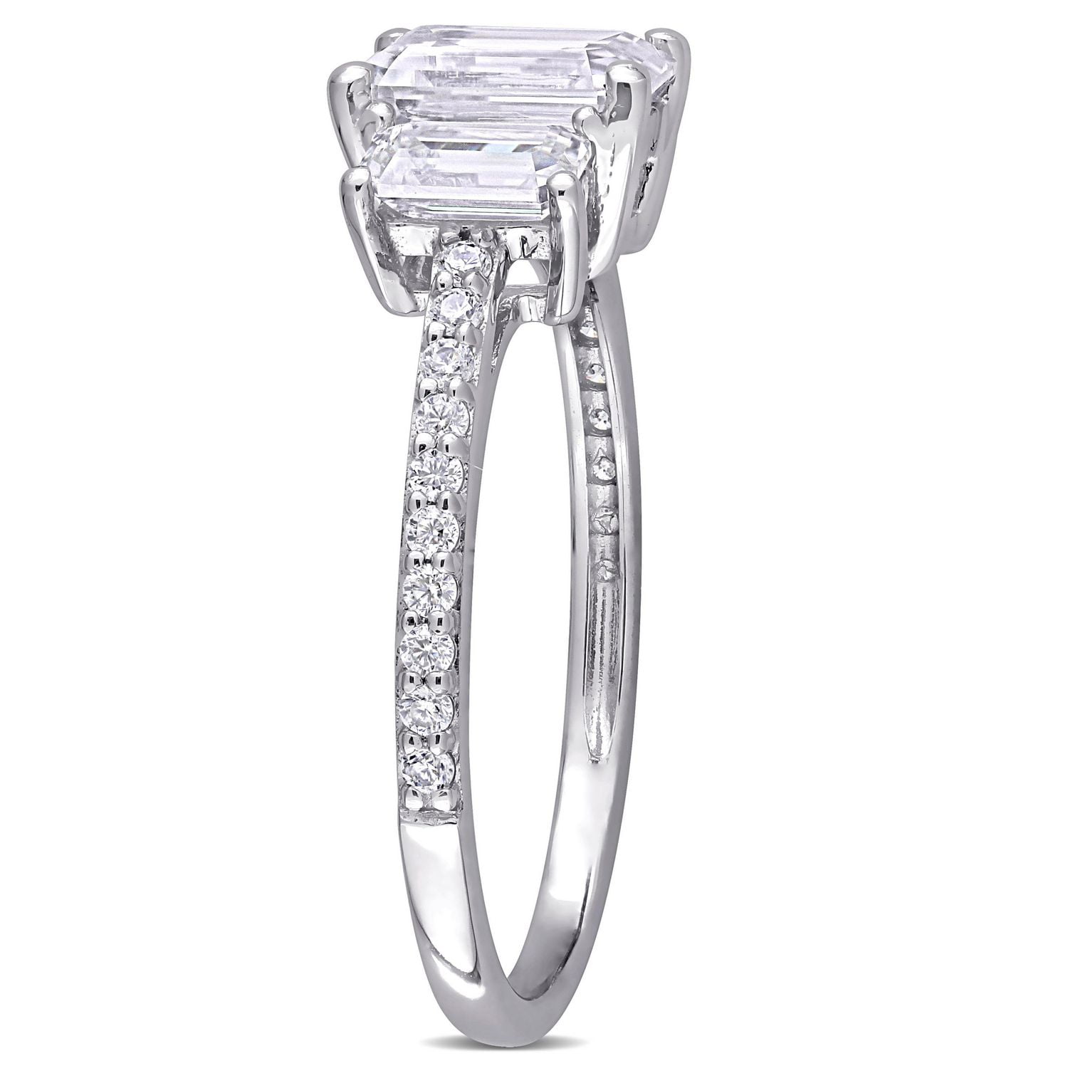 Miabella 1-3/4 Carat T.G.W. Moissanite 10k White Gold 3-Stone Engagement Ring