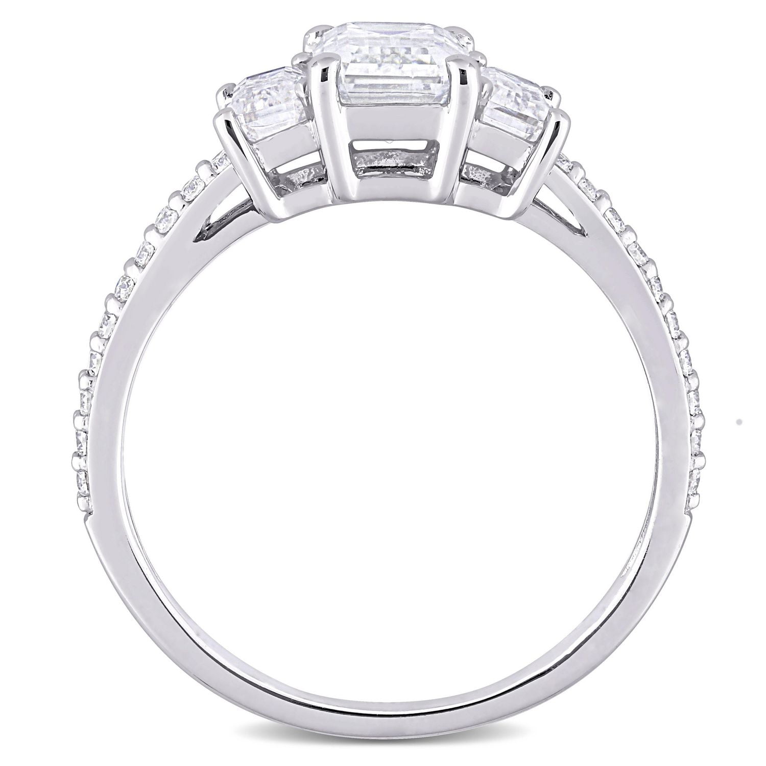 Miabella 1-3/4 Carat T.G.W. Moissanite 10k White Gold 3-Stone Engagement Ring
