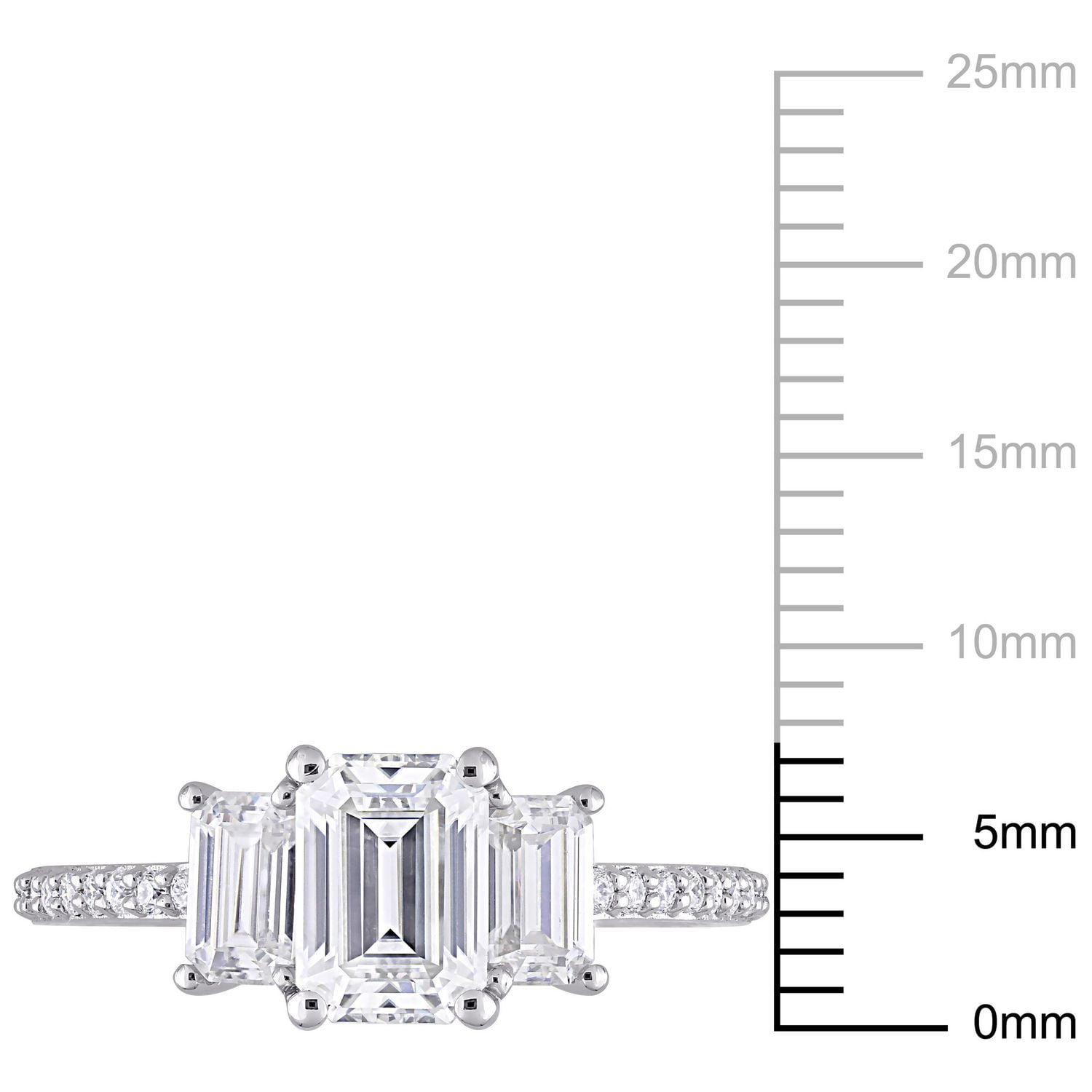 Miabella 1-3/4 Carat T.G.W. Moissanite 10k White Gold 3-Stone Engagement Ring