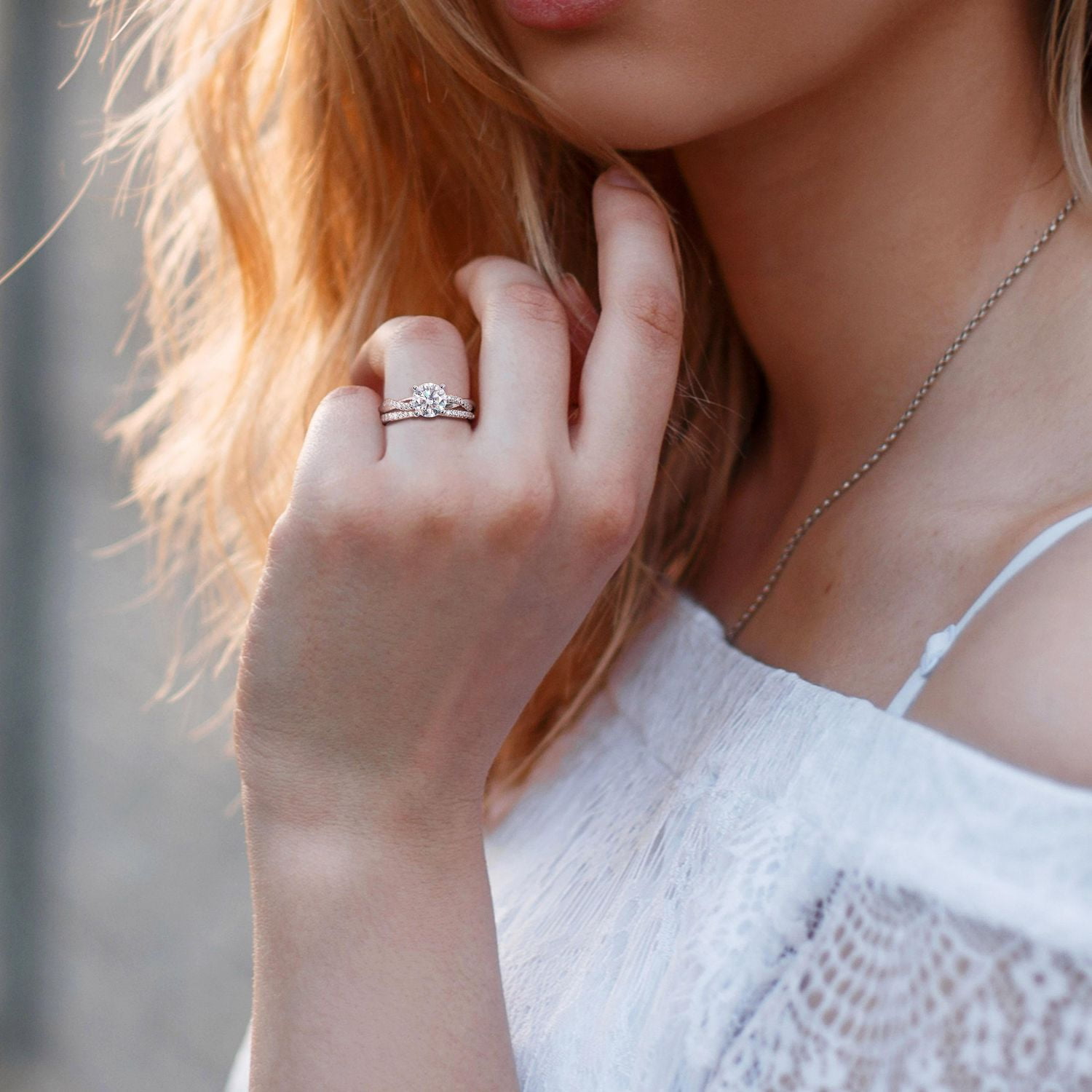 Miabella 1-1/2 Carat T.G.W. Created Moissanite Sterling Silver Crossover Bridal Ring Set