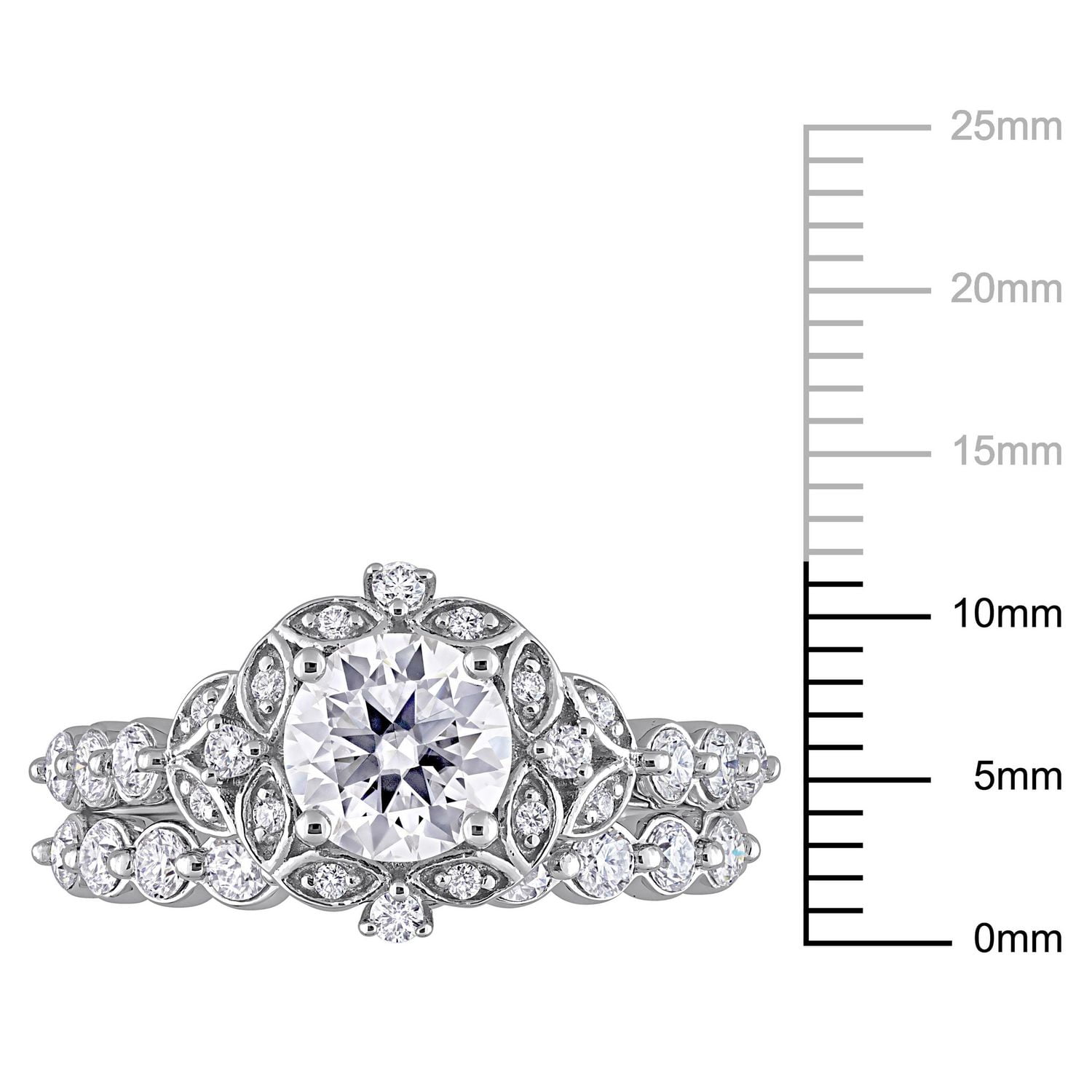 Miabella 1-3/5 Carat T.G.W. Created Moissanite Sterling Silver Floral Bridal Ring Set
