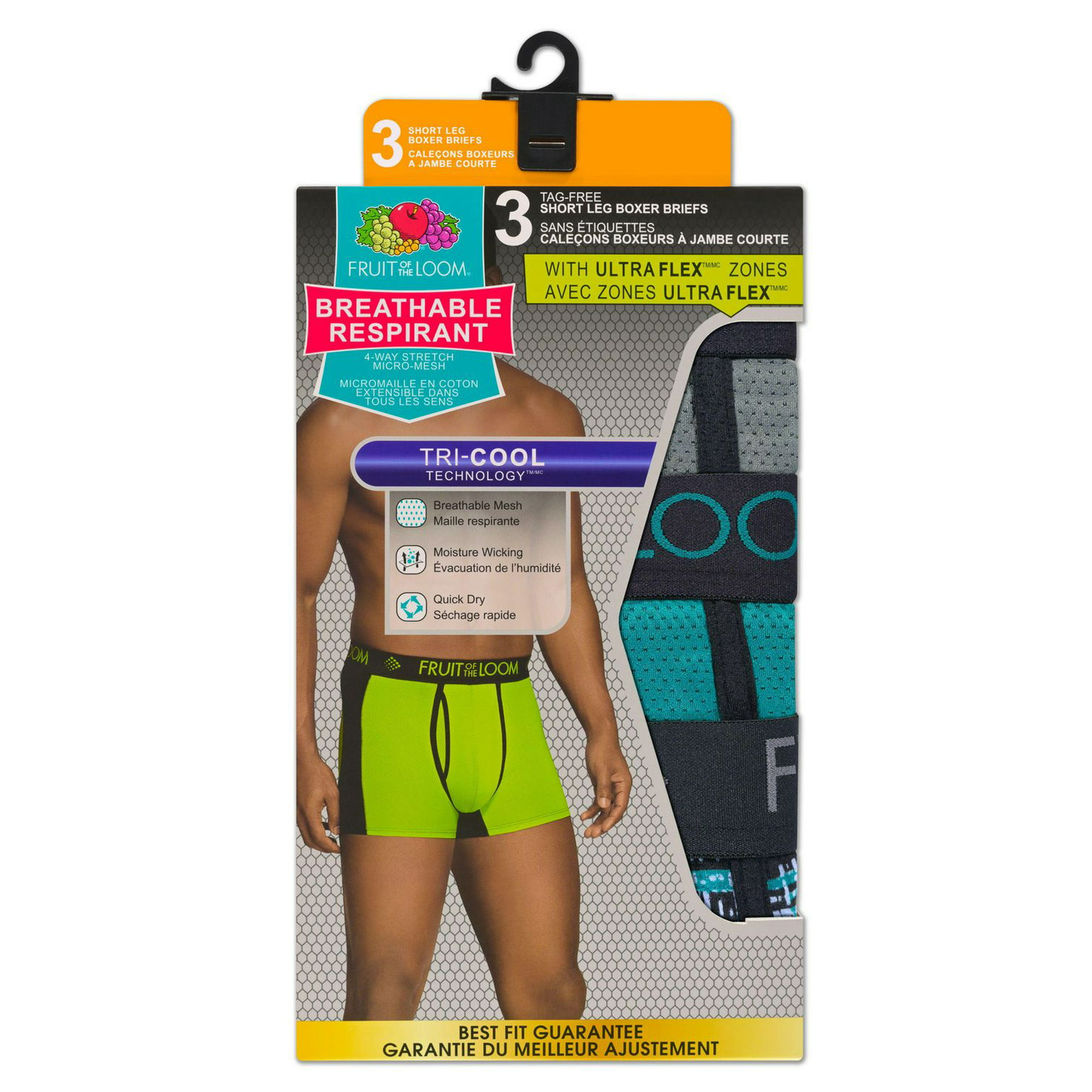 Men's Breathable Cotton Micro-Mesh Short Leg Boxer Brief, 3 Pack