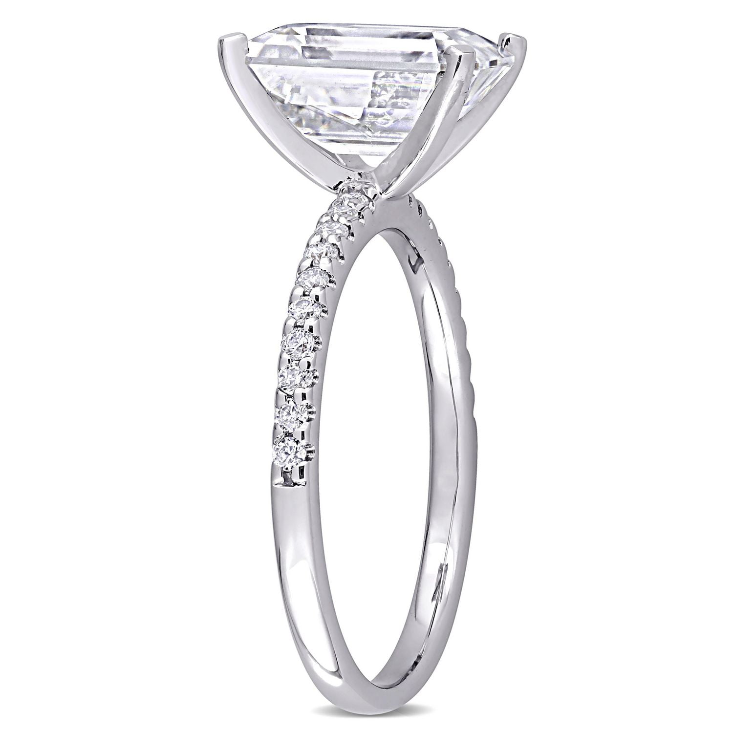 Bague de fiançailles Miabella avec Moissanite 3-1/5 carats p.g.t. en or blanc 10K