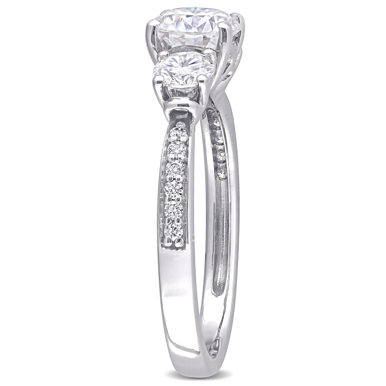 Miabella 1-3/8 Carat T.G.W. Moissanite 10k White Gold 3-Stone Engagement Ring
