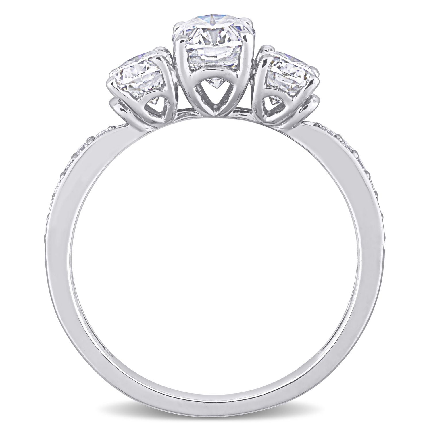 Miabella 1-4/5 Carat T.G.W. Moissanite 10k White Gold Oval 3-Stone Engagement Ring