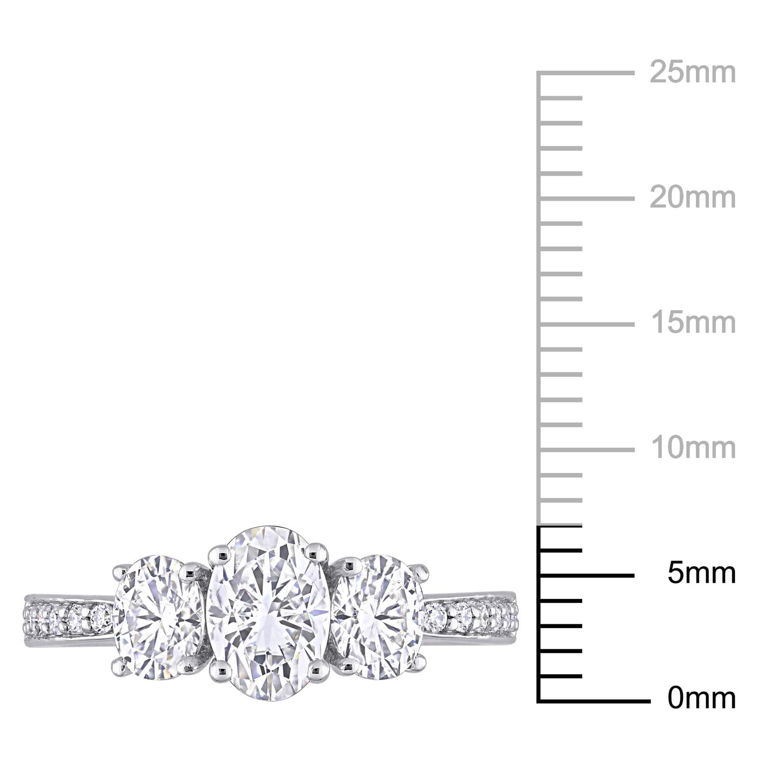 Miabella 1-4/5 Carat T.G.W. Moissanite 10k White Gold Oval 3-Stone Engagement Ring