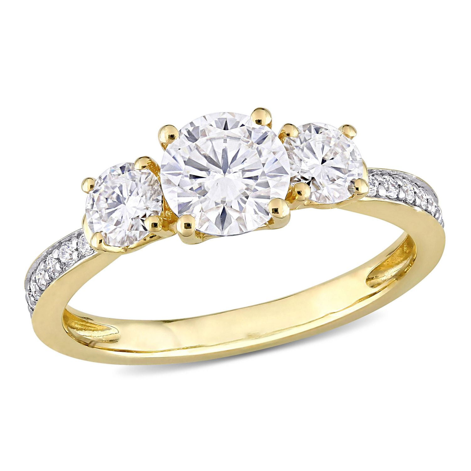 Miabella 1-3/8 Carat T.G.W. Moissanite 10k Yellow Gold 3-Stone Engagement Ring