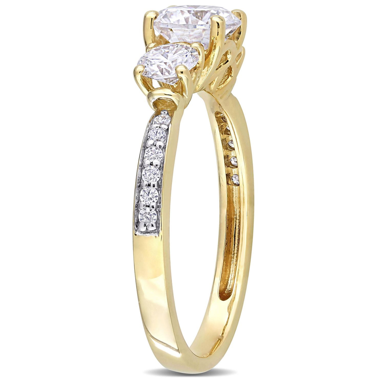 Miabella 1-3/8 Carat T.G.W. Moissanite 10k Yellow Gold 3-Stone Engagement Ring