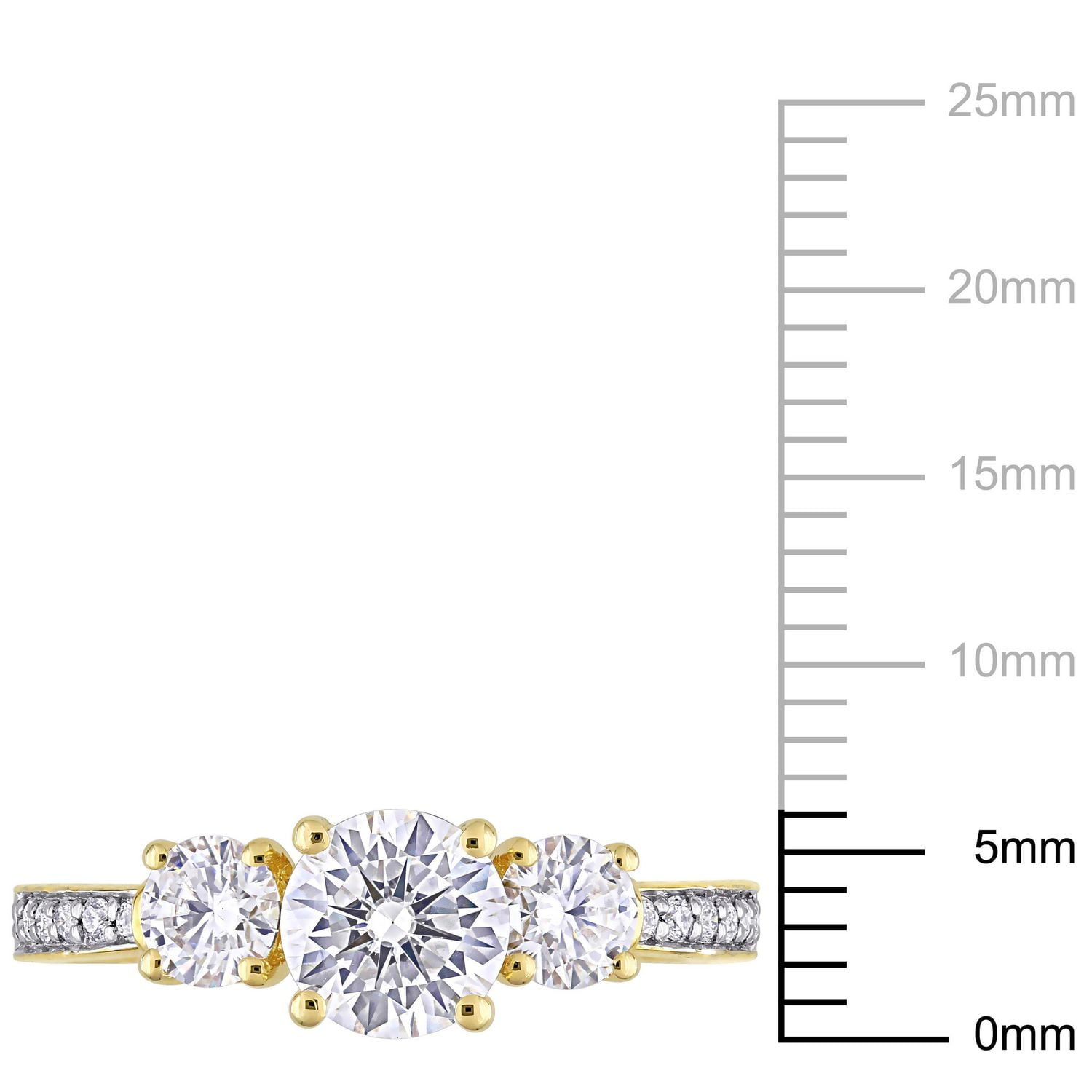 Miabella 1-3/8 Carat T.G.W. Moissanite 10k Yellow Gold 3-Stone Engagement Ring
