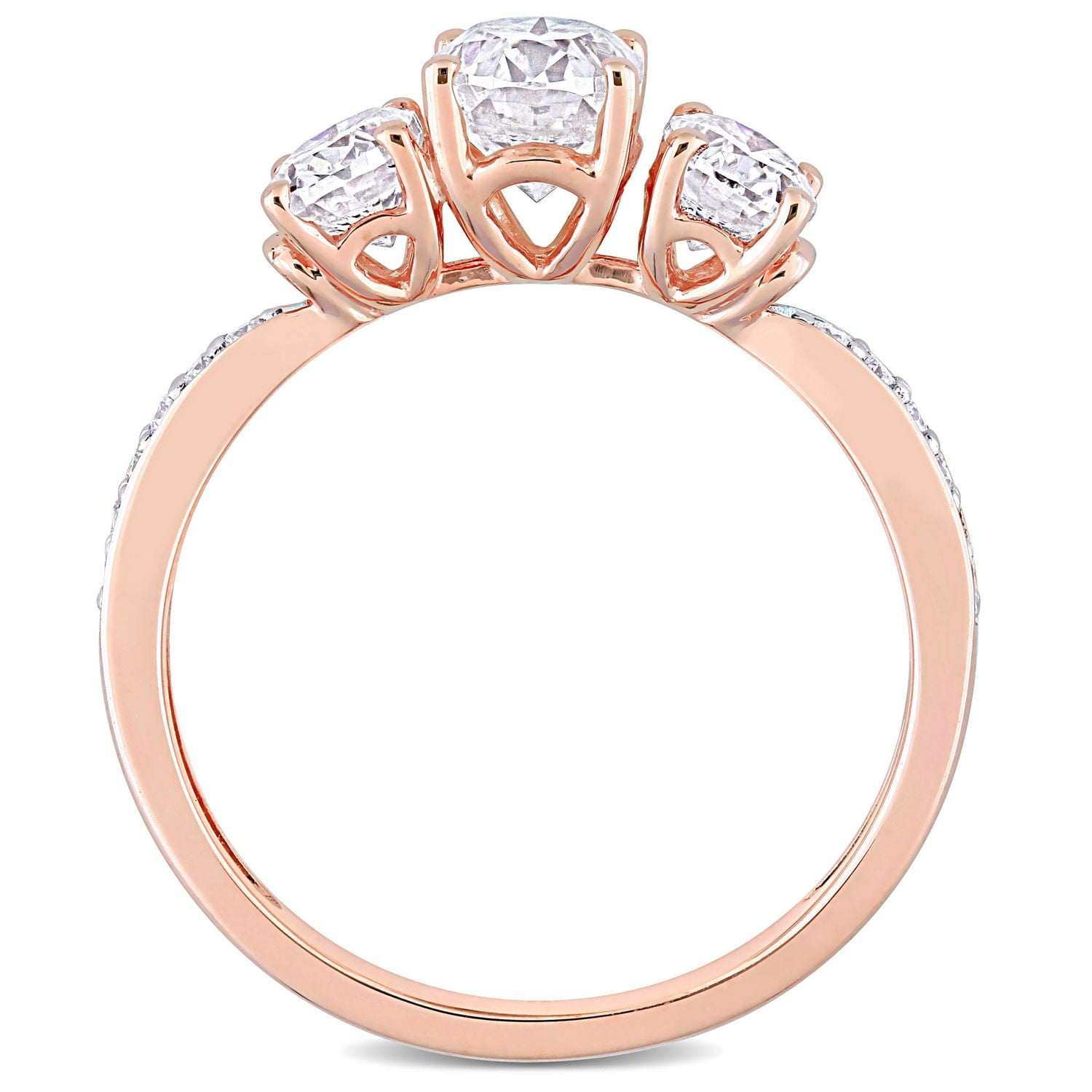 Miabella 1-4/5 Carat T.G.W. Moissanite 10k Rose Gold Oval 3-Stone Engagement Ring