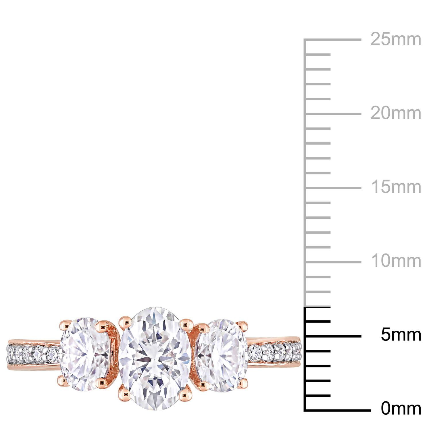 Miabella 1-4/5 Carat T.G.W. Moissanite 10k Rose Gold Oval 3-Stone Engagement Ring