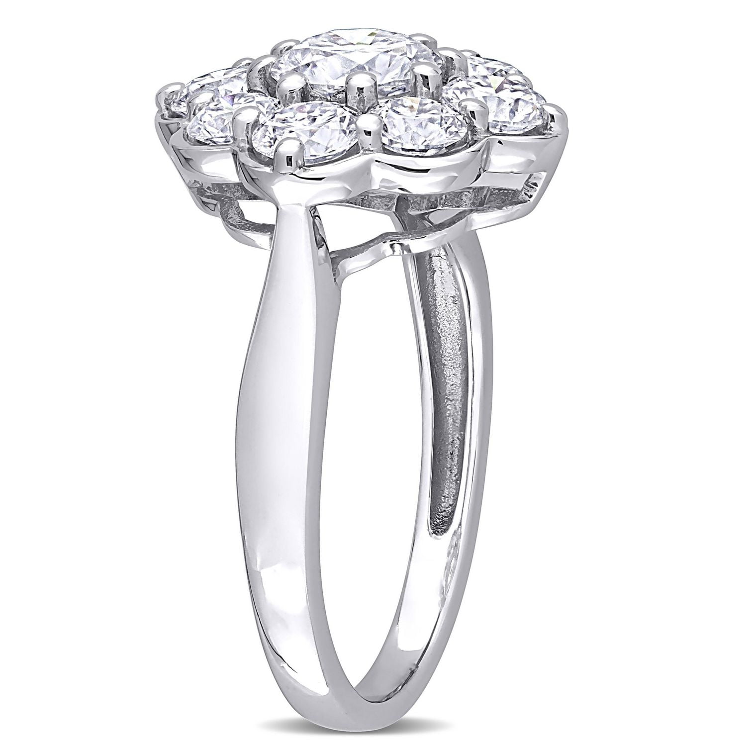 Miabella 2-1/5 Carat T.G.W. Moissanite 10K White Gold Floral Cocktail Ring