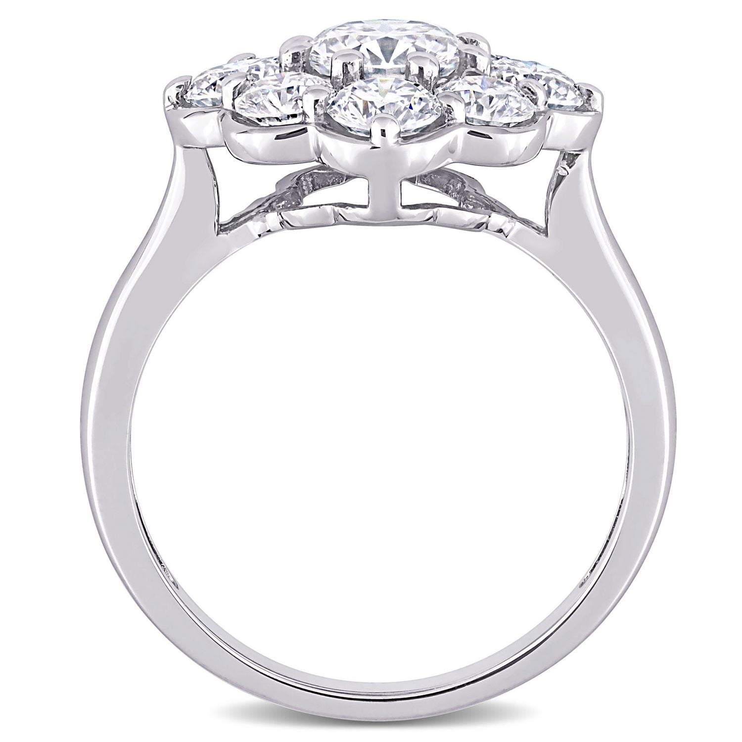 Miabella 2-1/5 Carat T.G.W. Moissanite 10K White Gold Floral Cocktail Ring