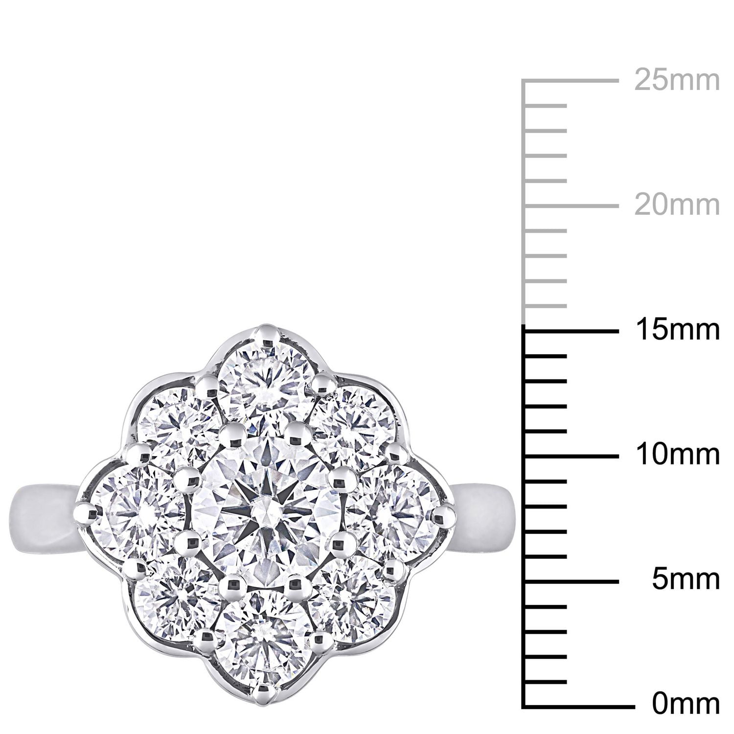 Miabella 2-1/5 Carat T.G.W. Moissanite 10K White Gold Floral Cocktail Ring