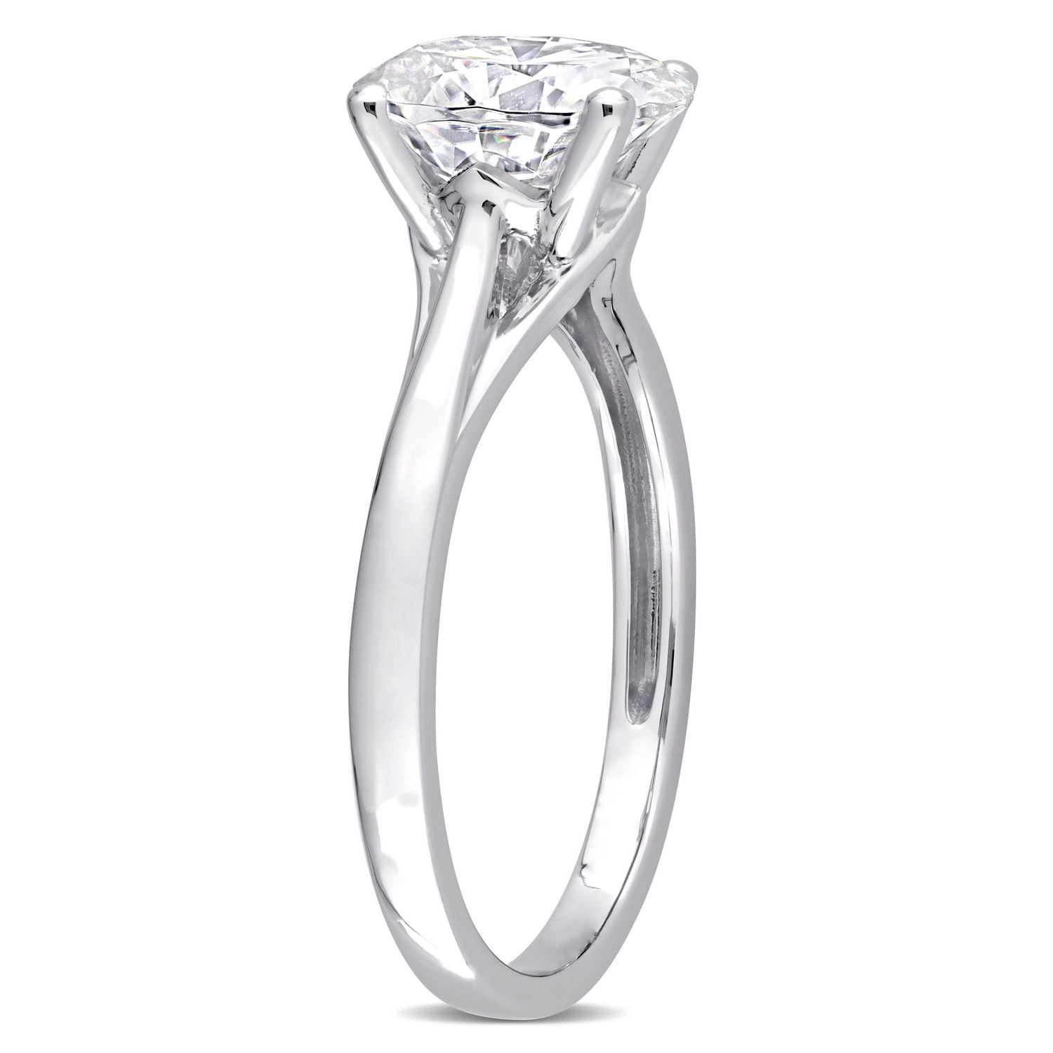 Miabella 2 Carat T.G.W. Moissanite 10k White Gold Oval Solitaire Engagement Ring