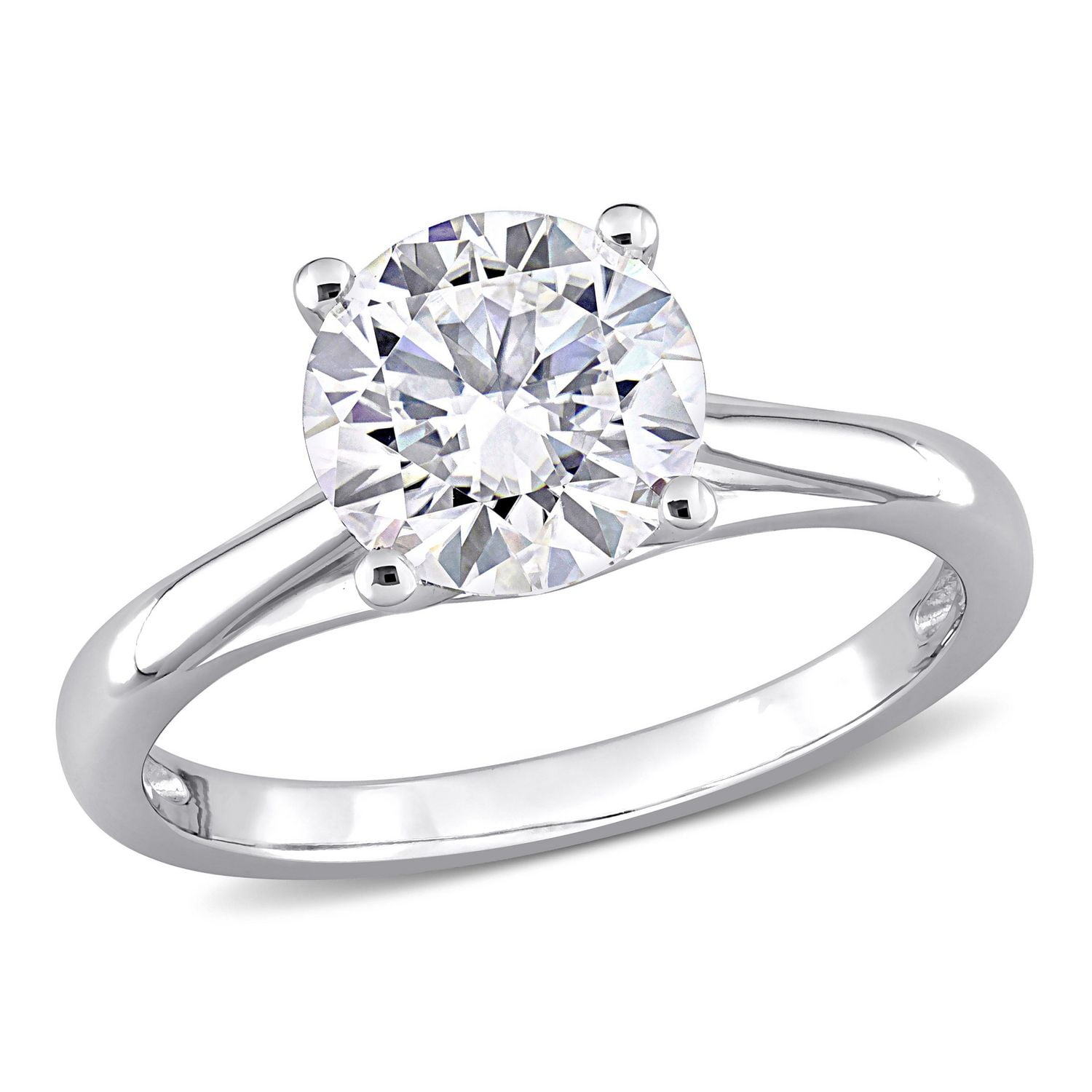 Miabella 2 Carat T.G.W. Moissanite 10k White Gold Solitaire Engagement Ring