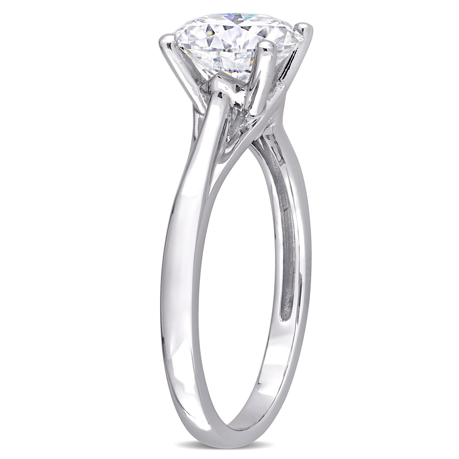 Miabella 2 Carat T.G.W. Moissanite 10k White Gold Solitaire Engagement Ring