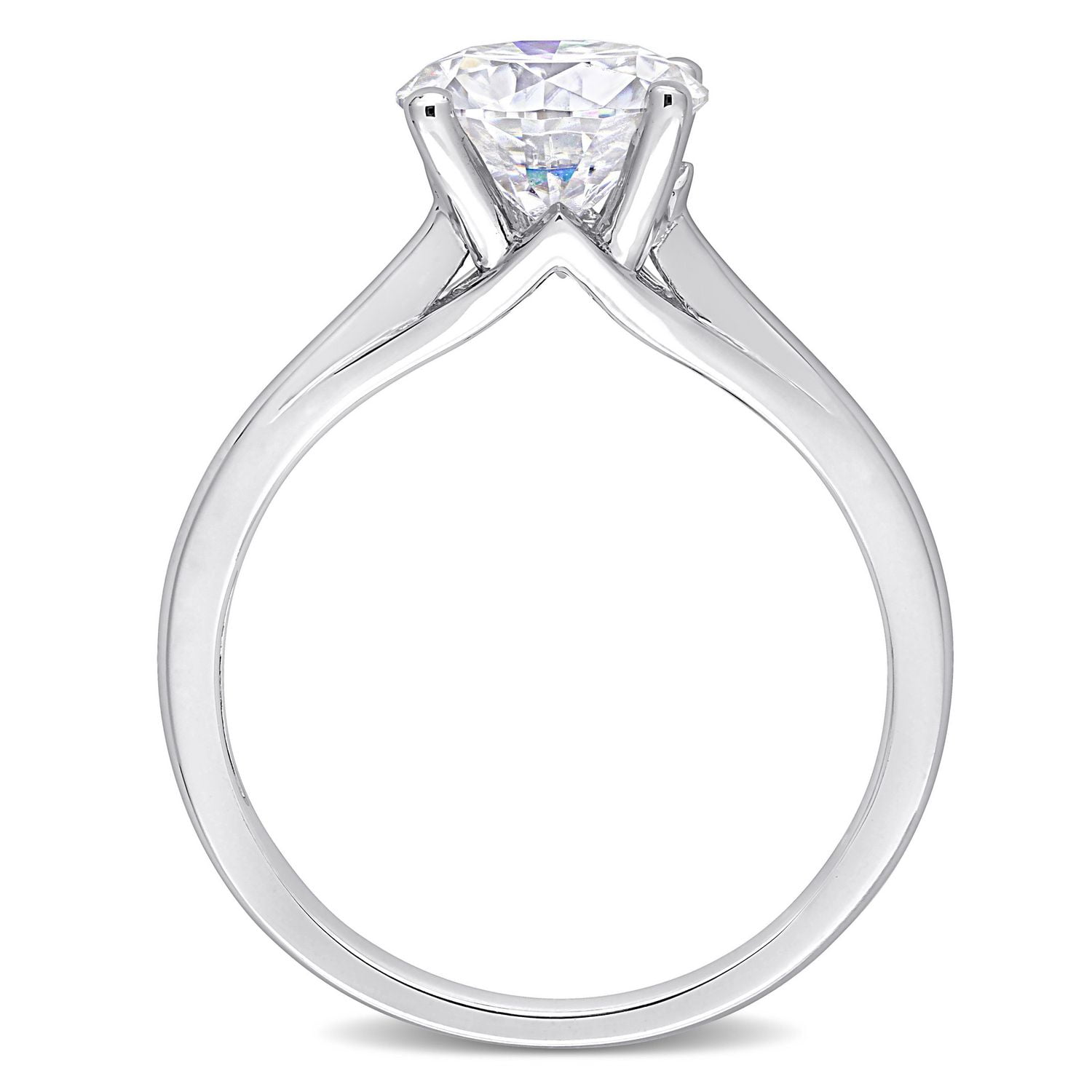 Miabella 2 Carat T.G.W. Moissanite 10k White Gold Solitaire Engagement Ring