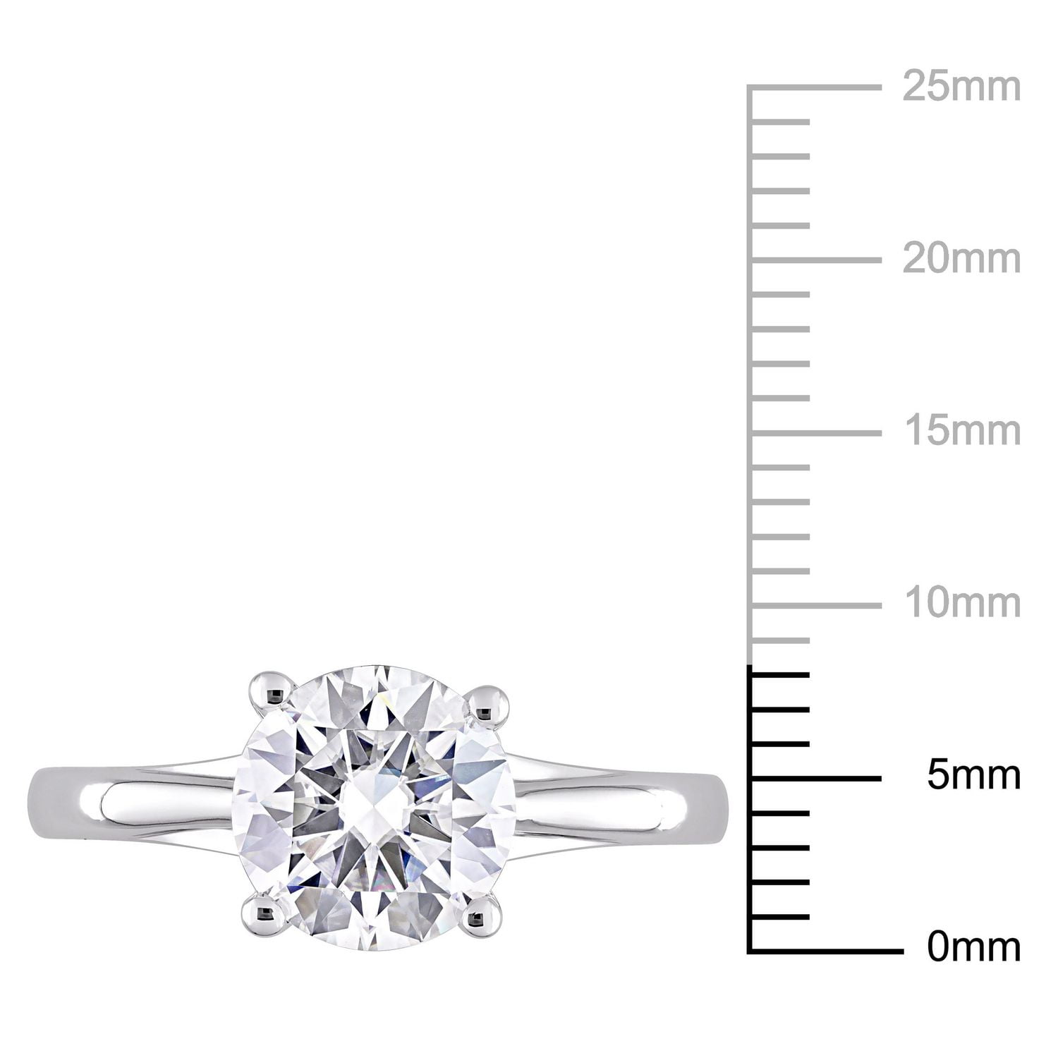 Miabella 2 Carat T.G.W. Moissanite 10k White Gold Solitaire Engagement Ring