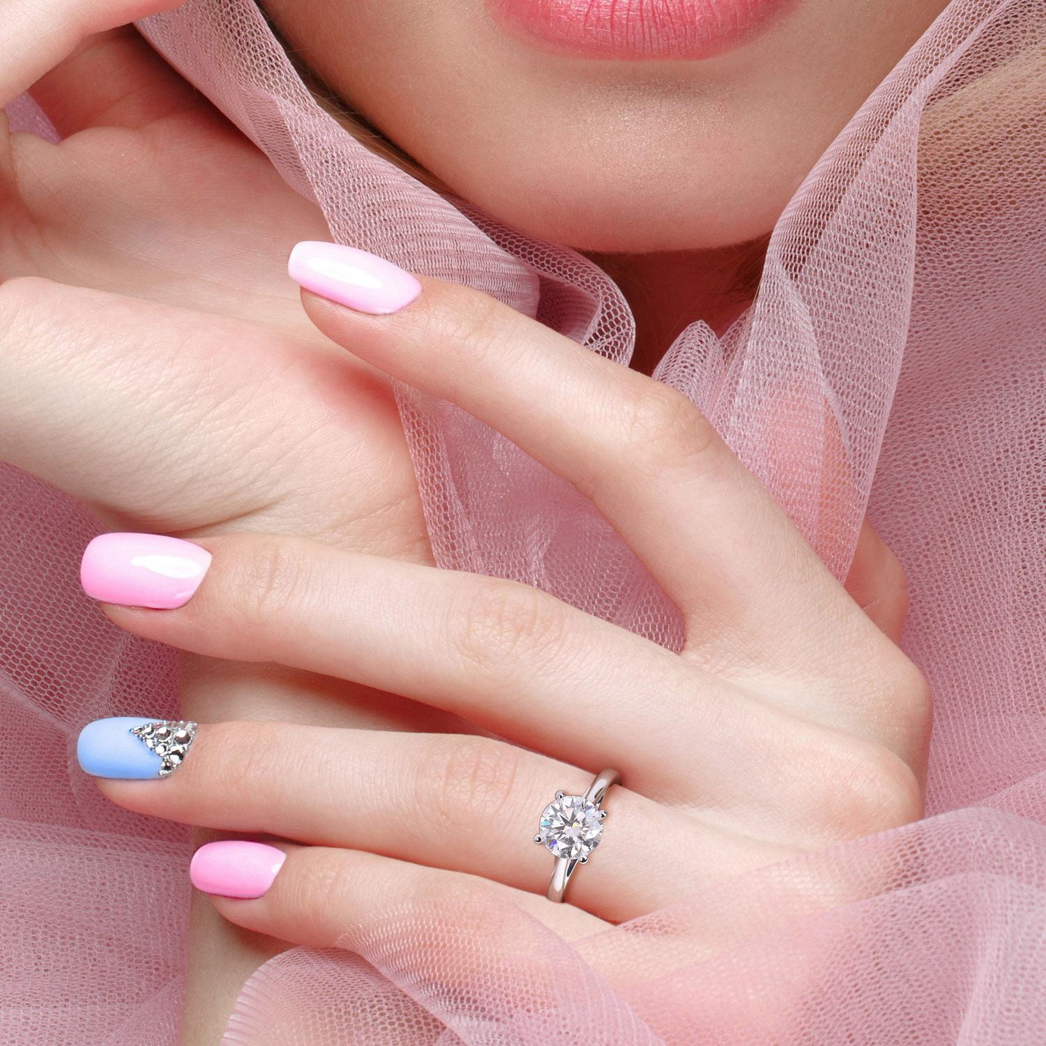 Miabella 2 Carat T.G.W. Moissanite 10k White Gold Solitaire Engagement Ring