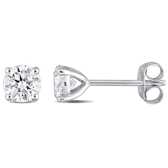 Miabella 1 Carat T.G.W. Moissanite 10K White Gold Solitaire Stud Earrings