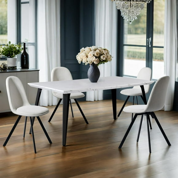 Homy Casa Dining Table Set with 4 Chairs - 5 Pieces Dining Room Sets with Upholstery Side Chairs for 4 Person