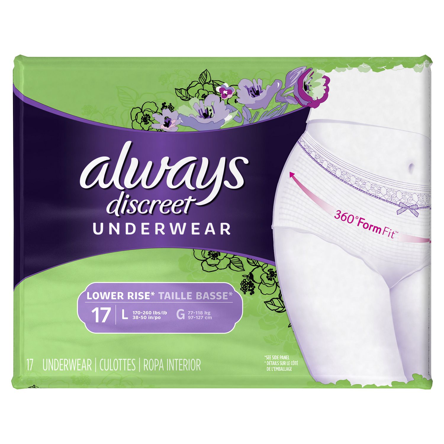 Always Discreet, Incontinence Underwear for Women, Low Rise, Moderate ...