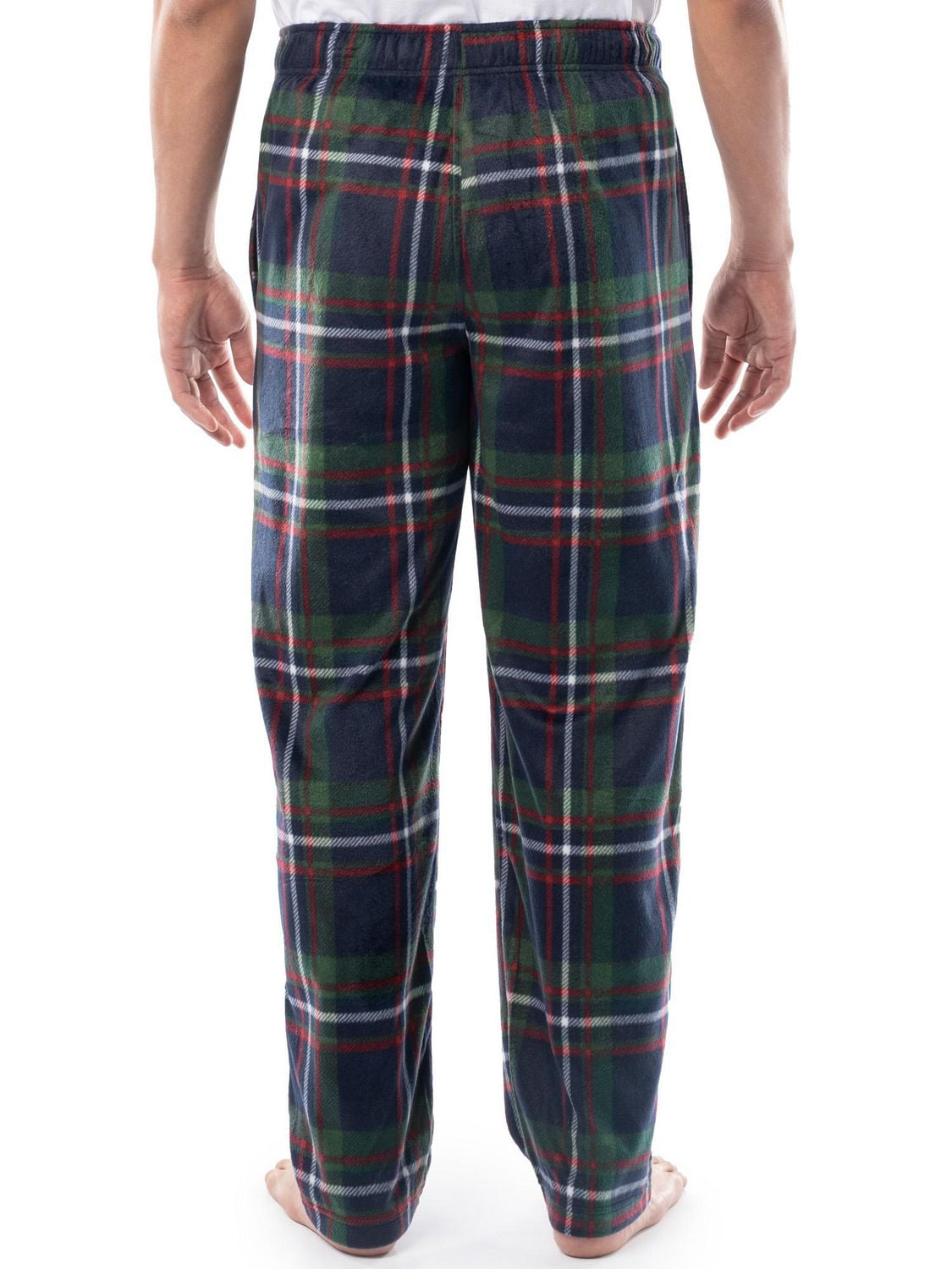 Fruit of the Loom Men's Microsuede Fleece Lounge Pants, green, blue and red plaid, Size S, M, L and XL