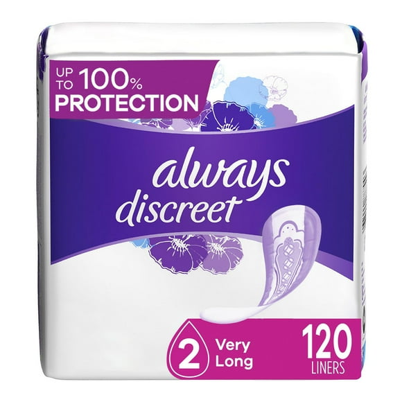 Always Discreet Incontinence Liners, Very Light Absorbency, Regular Length for bladder leaks