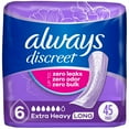 thumbnail image 1 of Always Discreet Adult Incontinence Pads for Women, Extra Heavy Absorbency, Long Length, Postpartum Pads, 1 of 9