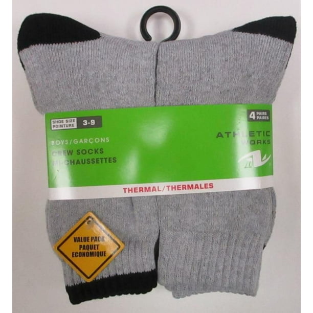 Mi-chaussettes thermiques Athletic Works pour garçons de 4 paires