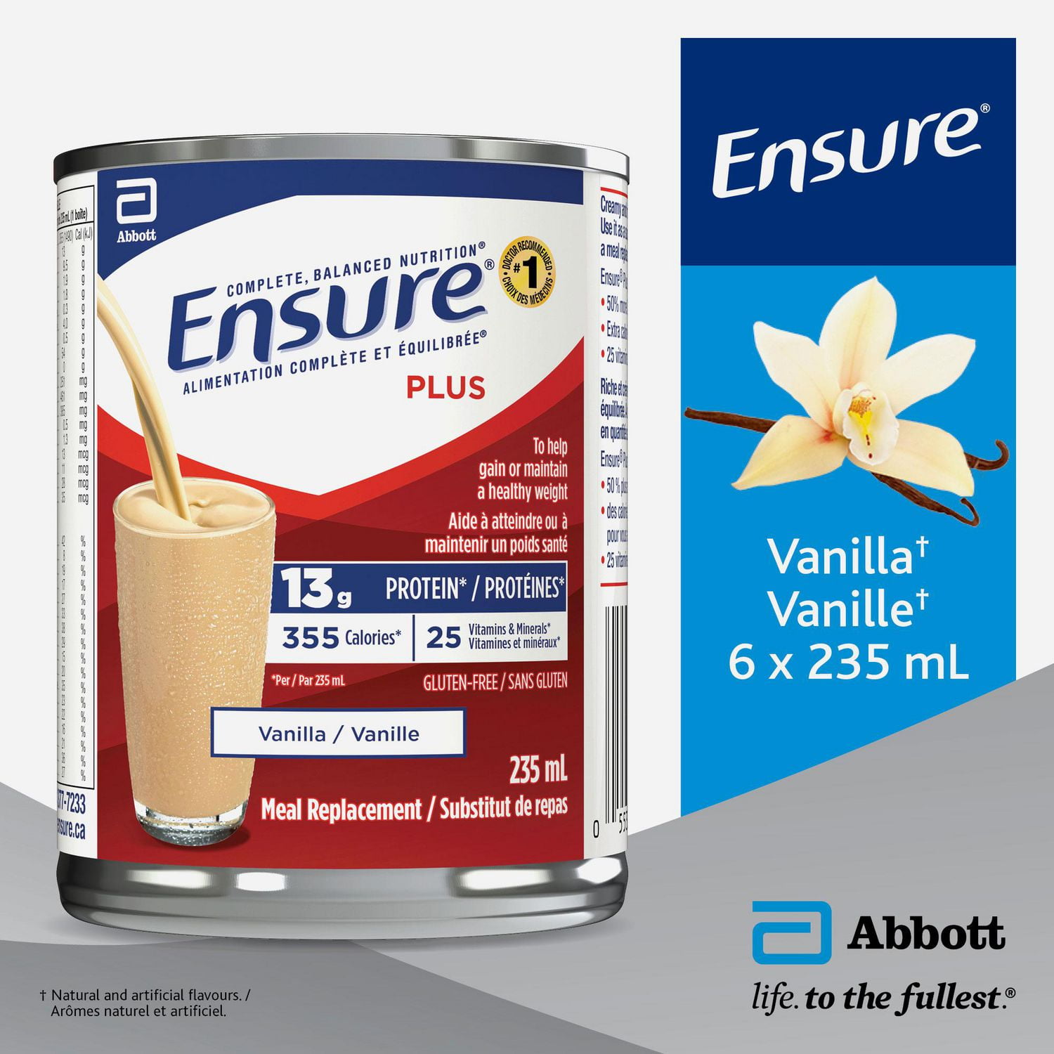 Ensure Plus, Meal Replacement, Complete Balanced Nutrition, Vanilla, 12 x 235 mL Can