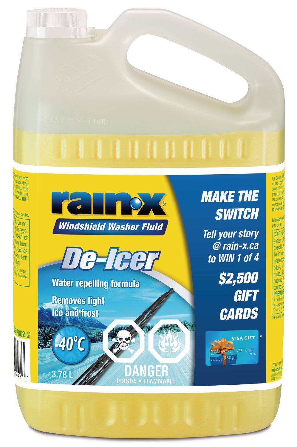 Rain-X De-Icer winter windshield washer fluid -40°C, 3.78-L