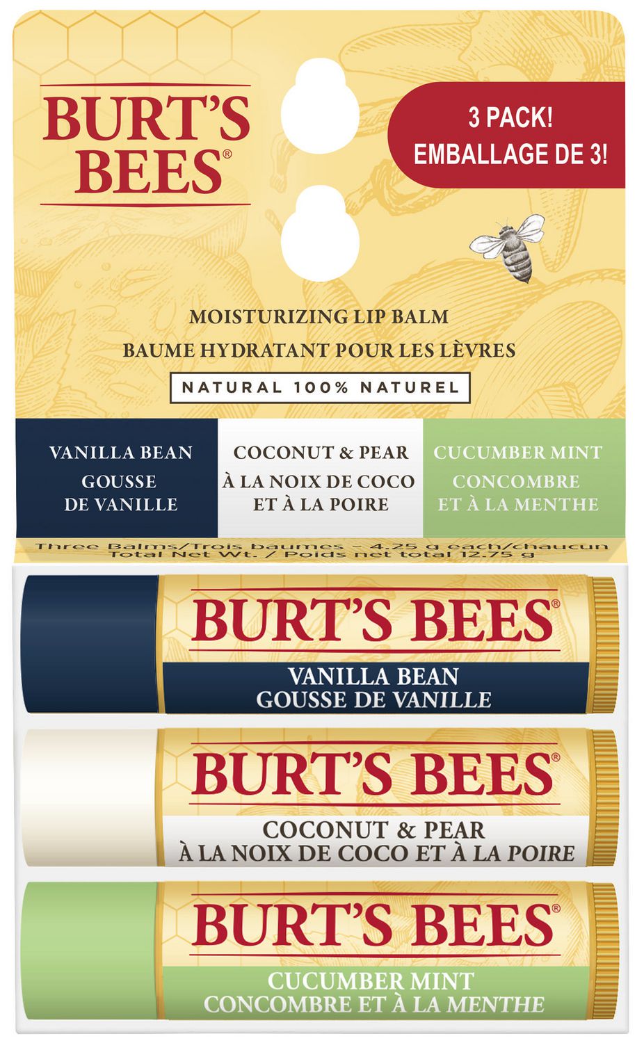Burt's Bees 100% Natural Moisturizing Lip Balm, Assorted Flavours with  Fruit Extracts - 3 Tubes | Walmart Canada