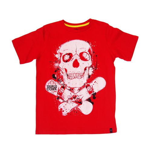 TRIPLE CORK par MARK McMORRIS Tee-shirt graphique pour garçons imprimé "Crâne fendillé"