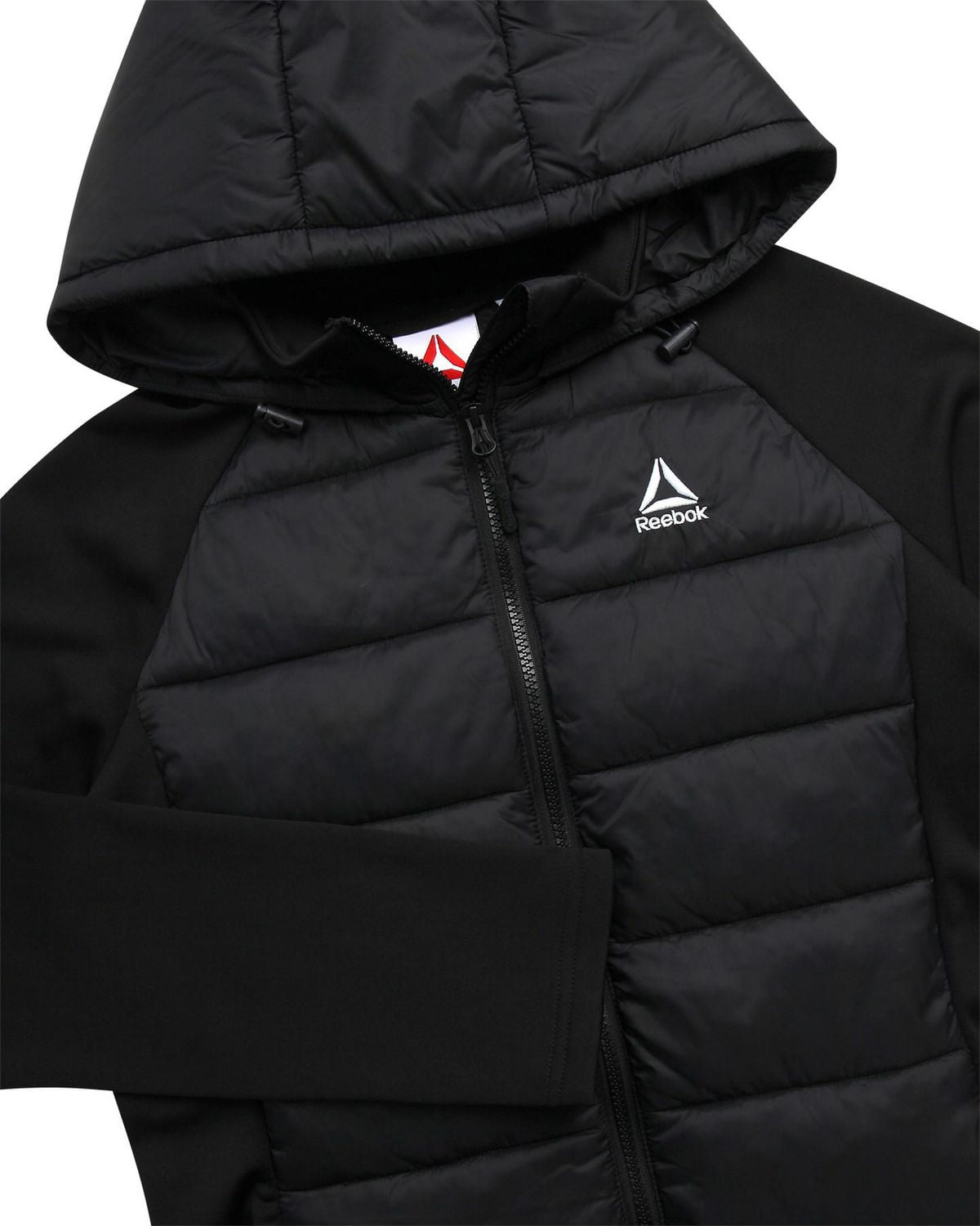 Reebok Women's Stretch Knit & Quilted Insulated Woven Jacket