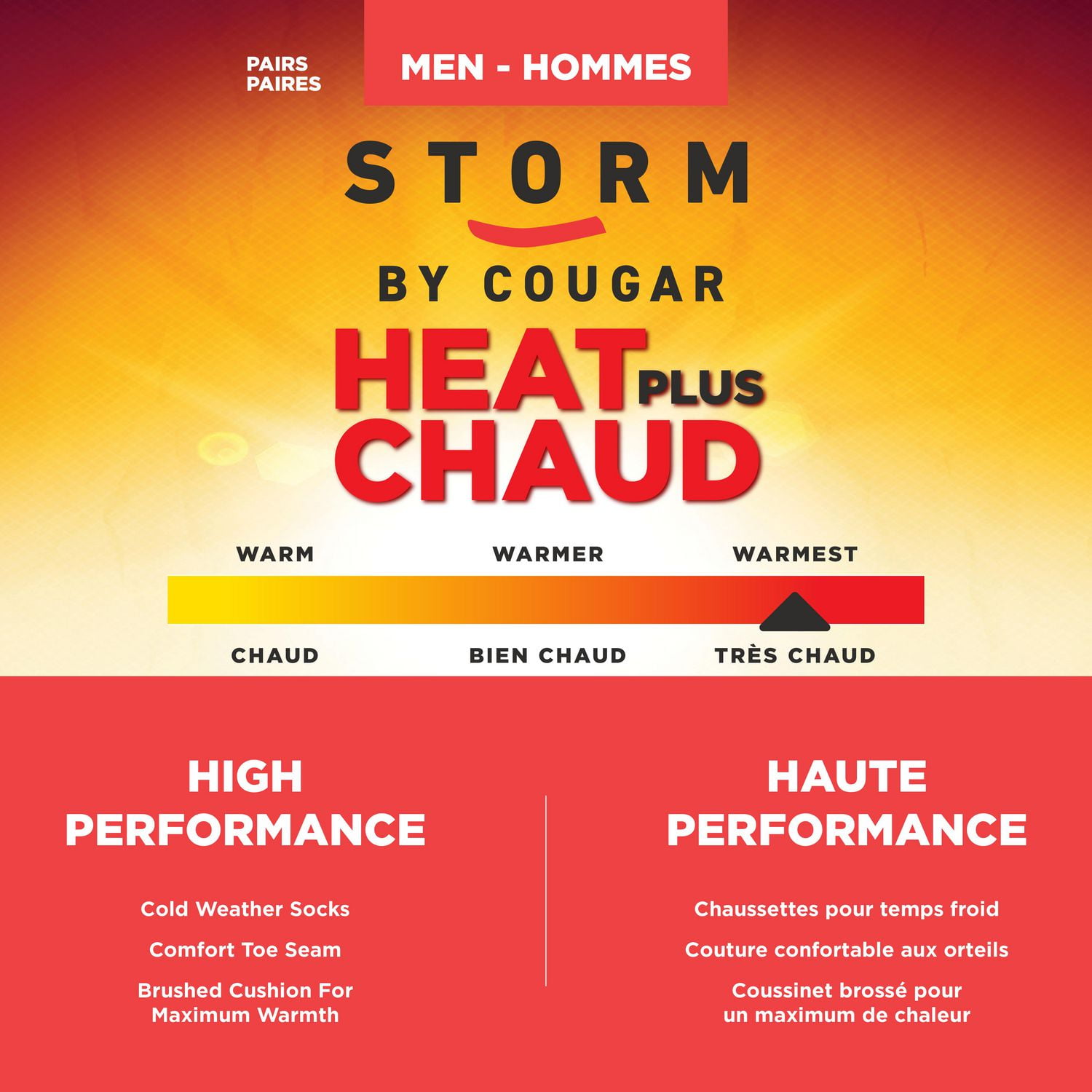 Storm by Cougar Men's 3 Pair Pack Wool Crew Socks, Men's Thermal Wool Crew Sock 3-Pack