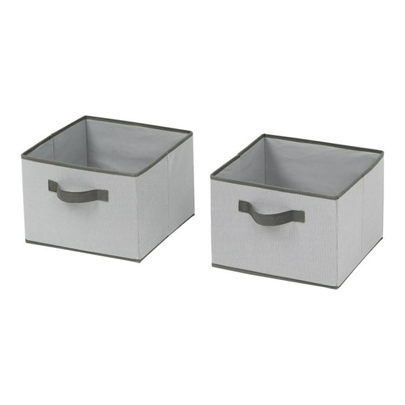 Mainstays 2PK Collapsible Drawers, Set of 2 Drawers for Hanging Shelf Closet Organizers,Grey Polyester Fabric Bin with Handle, Each cube size: 11.3 in. W x 11.3 in. D x 8.3 in. H(28.57x28.57x20.95cm); Good for organizing with clothes, socks, underwear, bra, scarves, items and accessories.