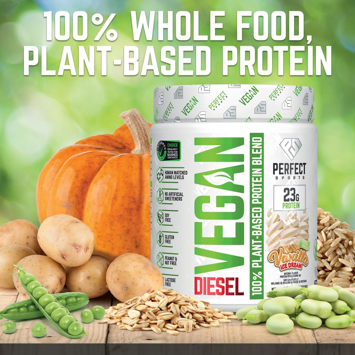 PERFECT Sports - DIESEL Vegan, 100% Plant-Based Protein Powder