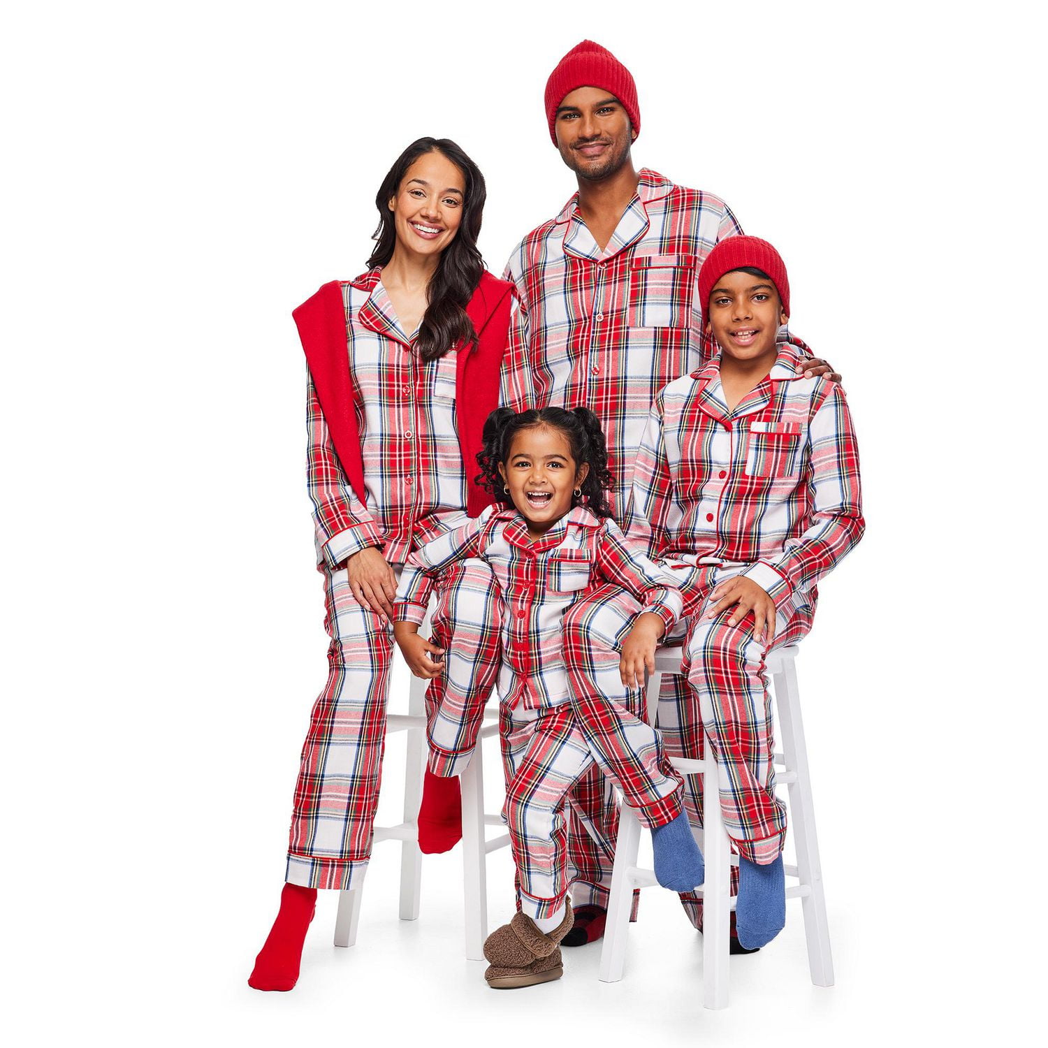 George Family Plaid Notch Collar Pajamas