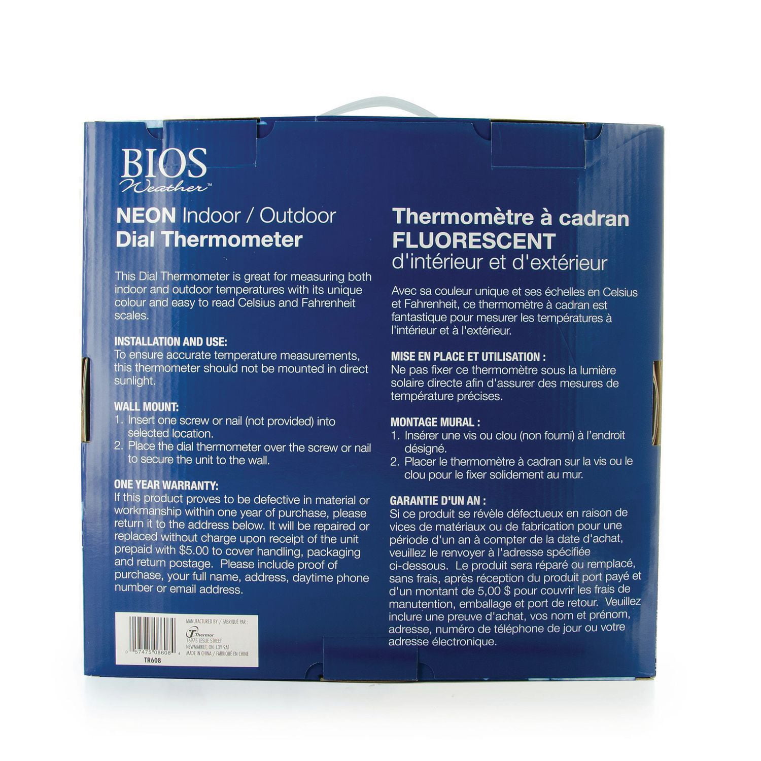 BIOS Weather Neon 12 "Thermomètre à cadran