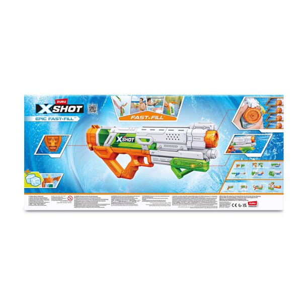 Pistolet à eau ZURU X-Shot Epic Fast-Fill, jouet d'eau d'été pour enfants,  5 ans et plus