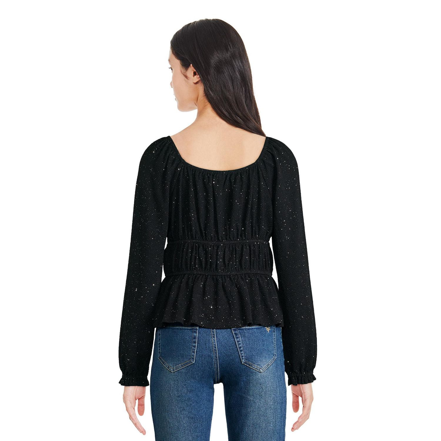 Justice Girls' Glitter Peasant Top, Sizes XS-XL