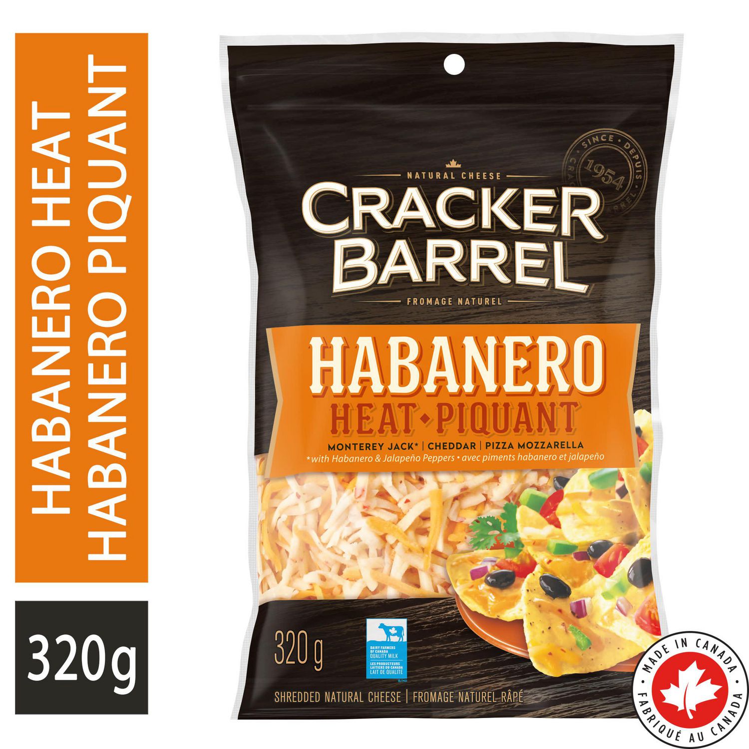 Cracker Barrel Shredded Cheese Habanero Heat, 320g