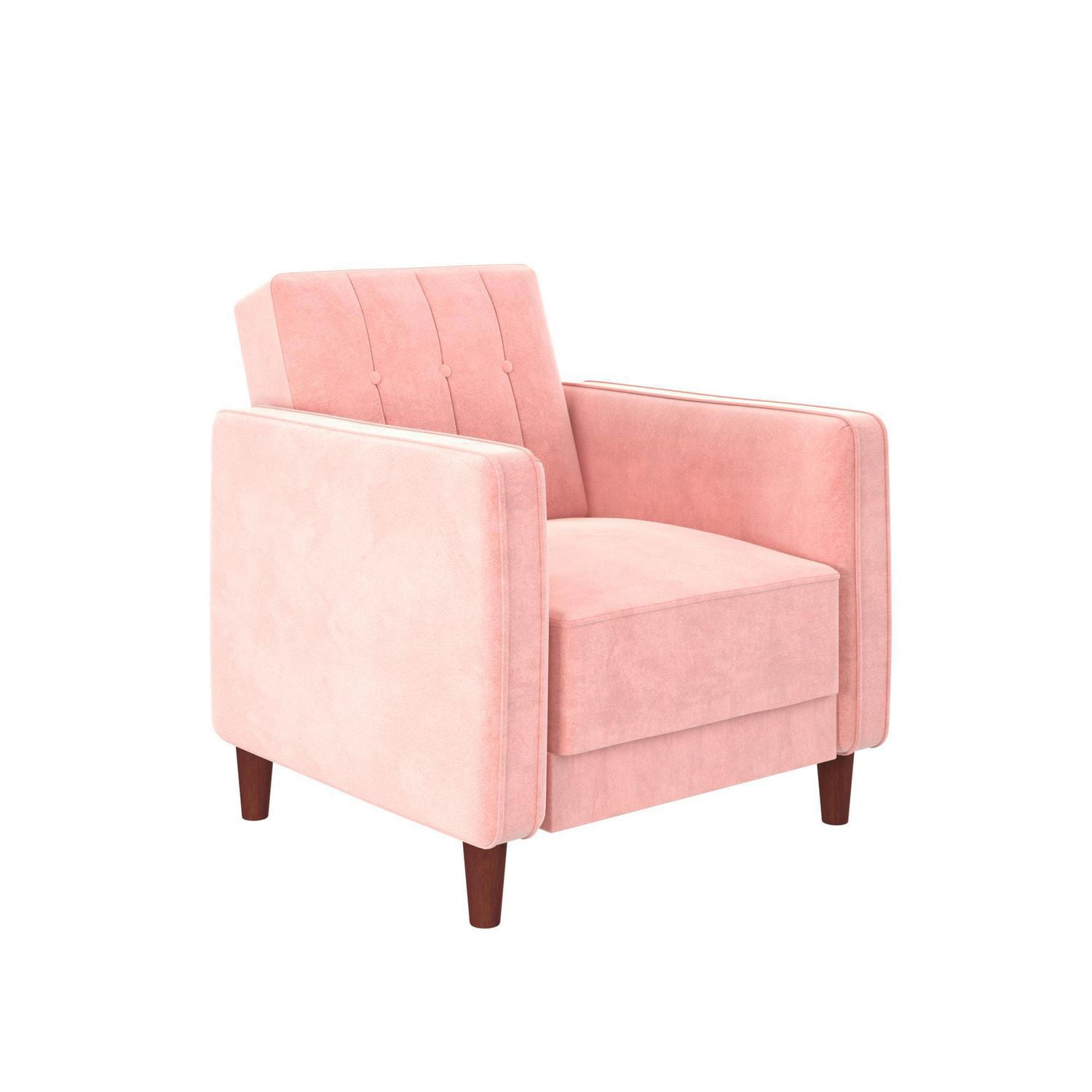 pink tufted accent chair