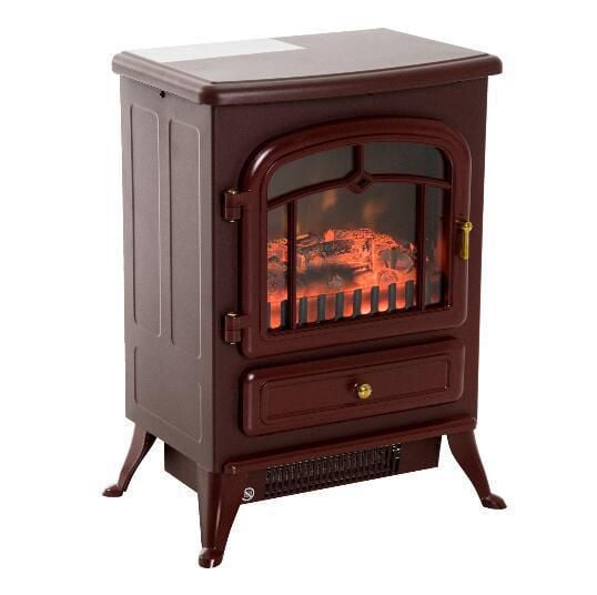 HOMCOM 16 Free Standing Electric Fireplace Portable Adjustable Stove Red Brown