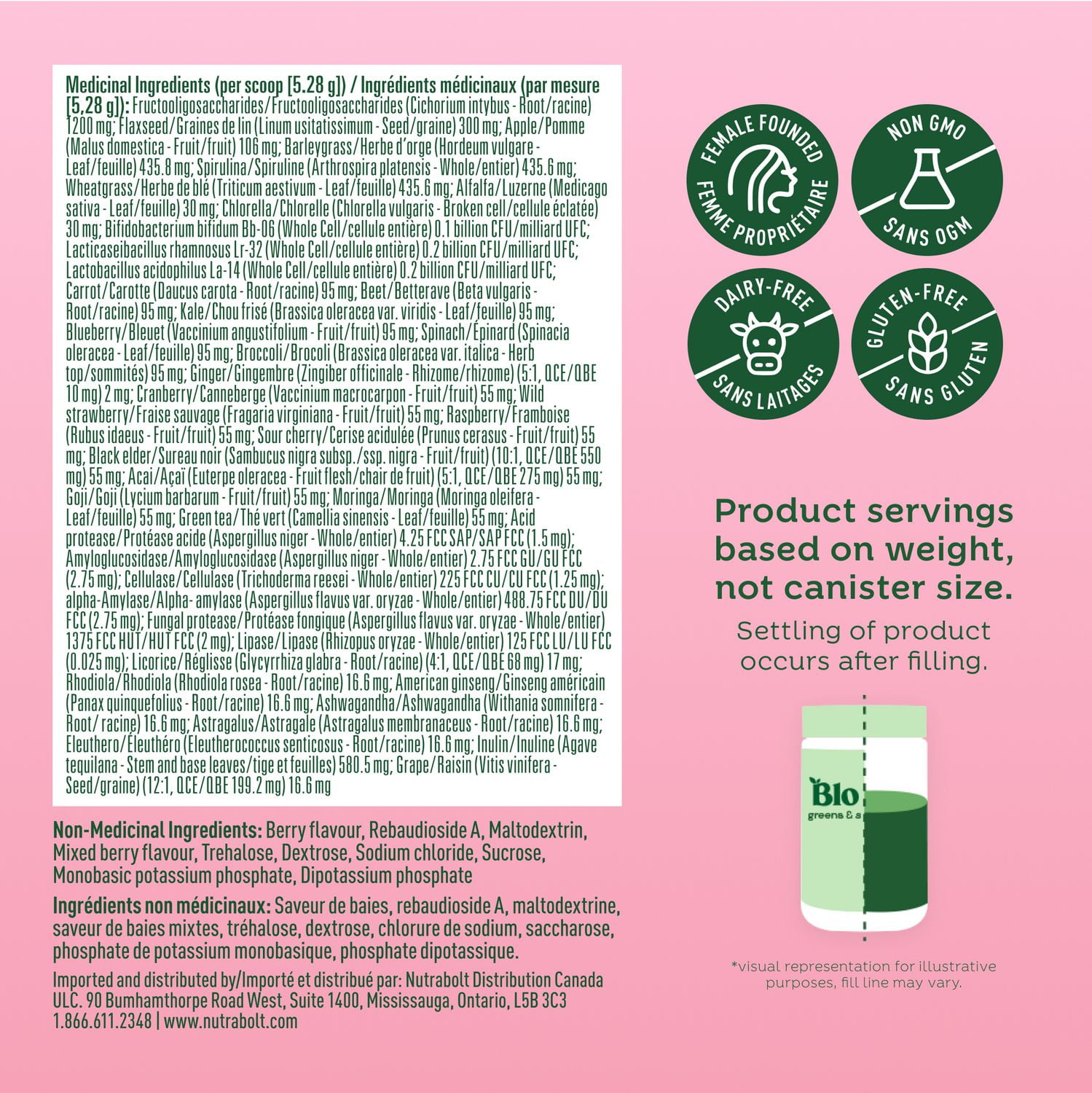 Bloom Nutrition Greens & Superfoods – Poudre de superaliments et de légumes verts, saveur baies, 25 portions Saveur Baies – 25 Portions