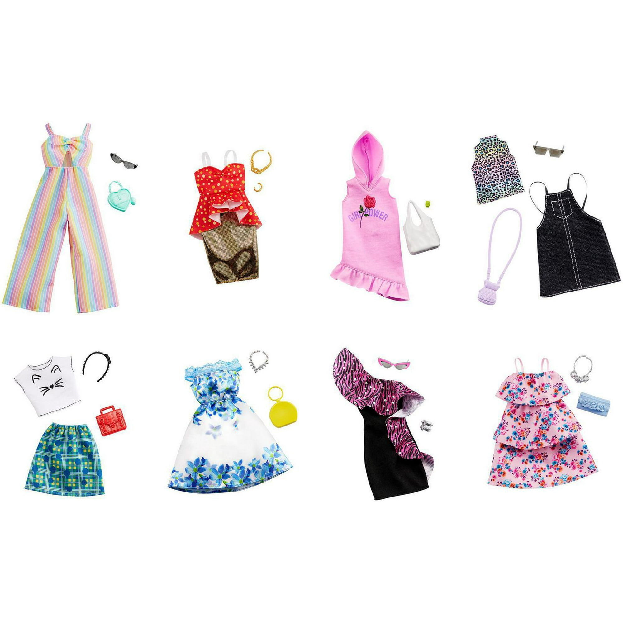 Barbie Doll and Clothing Set with 4 Complete Outfits