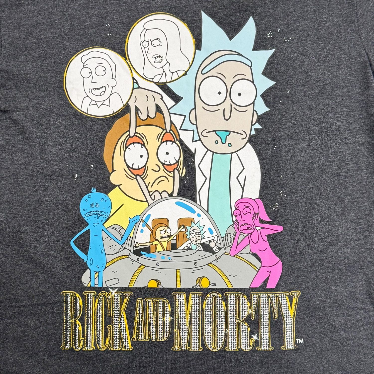 Rick et Morty T-shirt à manches courtes Bling pour hommes Tailles: P-TG