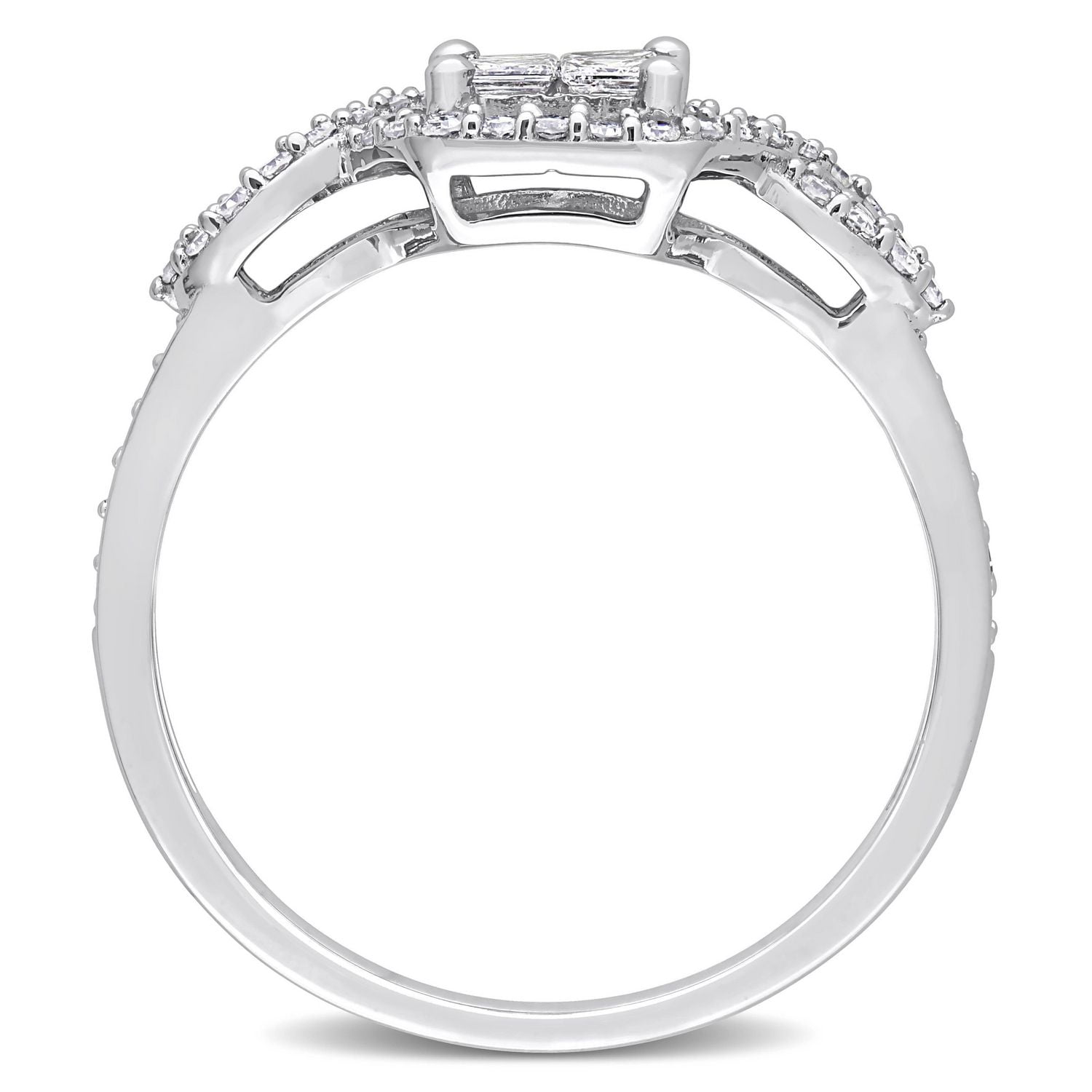 Miabella 1/2 Carat T.W. Diamond 10K White Gold Princess-cut Quad Center Bridal Ring